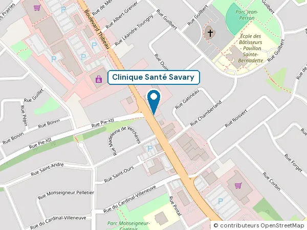 Carte : Clinique Santé Savary, 735 boulevard Thibeau, Trois-Rivières